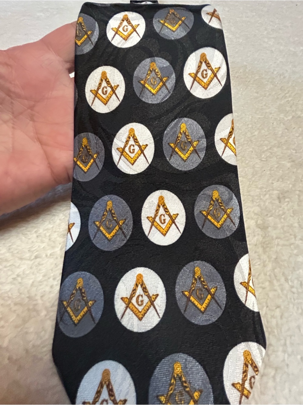 🎁3 for $30 - Black Masonic Symbol Necktie